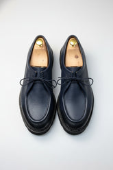 Navy leather lace-up casual shoes with rubber sole, perfect for smart-casual wear.